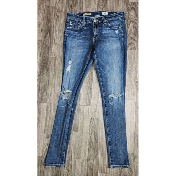 Adriano Goldschmied Womens Size 27R Ankle Skinny Distressed Blue Jeans Leggings - Picture 1 of 12